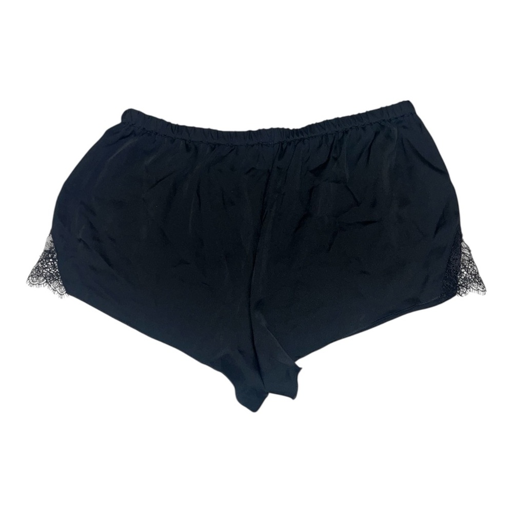 Victoria’s Secret Black Satin Sleep Shorts Sz Medium Lace Sides NWT Sexy